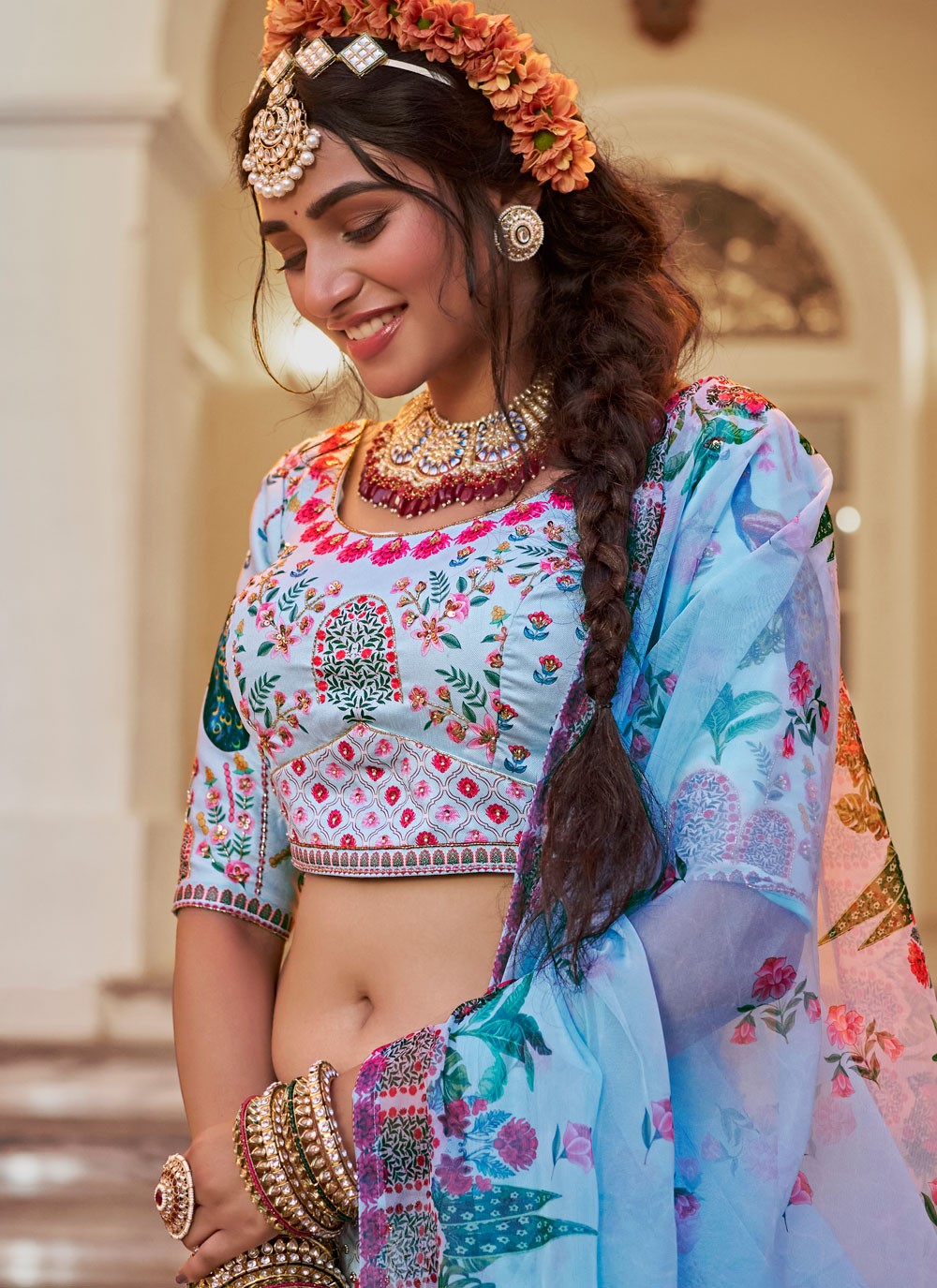 Art Silk Festival, Mehandi & Sangeet, Reception A - Line Lehenga L3660
