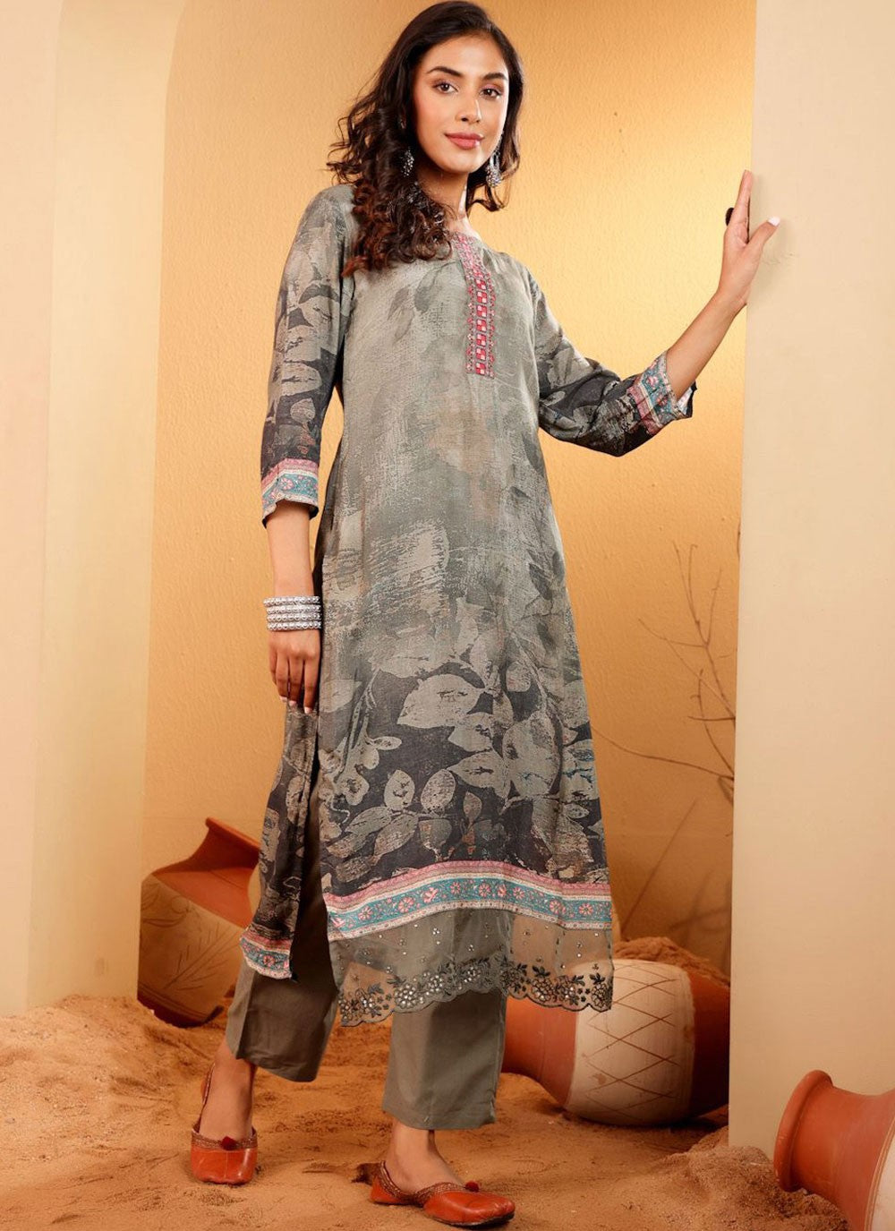 Embroidered Art Silk Salwar Suit - T4840