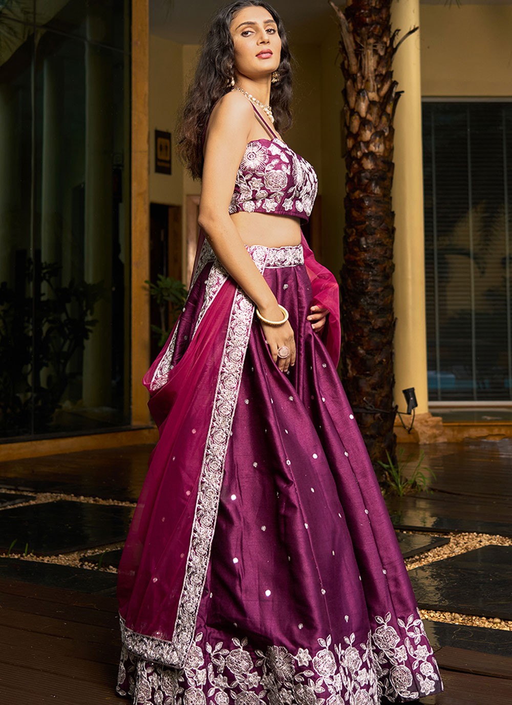 Embroidered Art Silk A - Line Lehenga - L2951