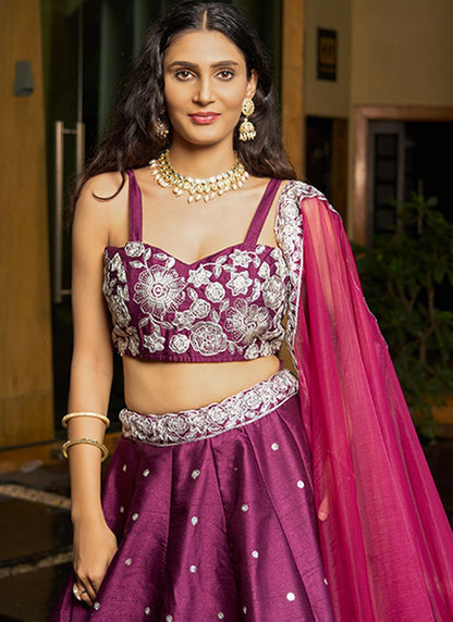 Embroidered Art Silk A - Line Lehenga - L2951