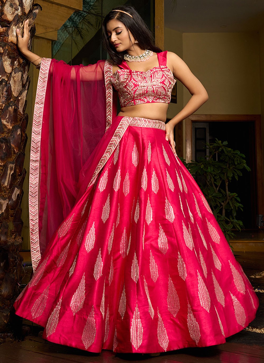 Embroidered Art Silk A - Line Lehenga - L2951