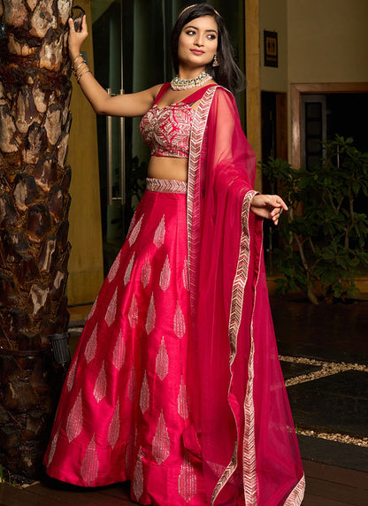 Embroidered Art Silk A - Line Lehenga - L2951