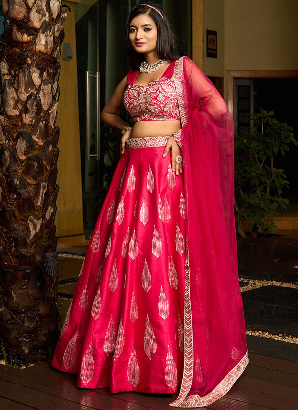 Embroidered Art Silk A - Line Lehenga - L2951