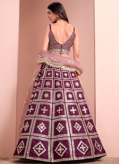 Embroidered Art Silk Purple Lehenga Choli L3433