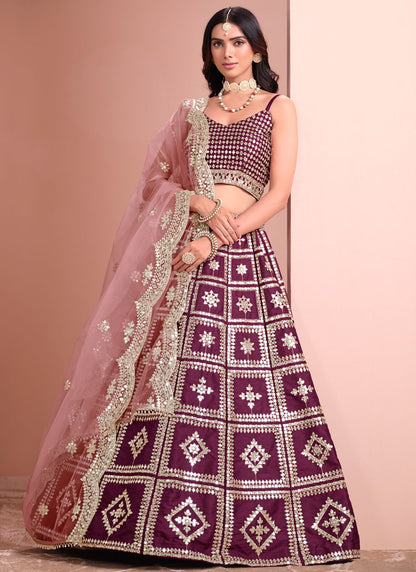 Embroidered Art Silk Purple Lehenga Choli L3433