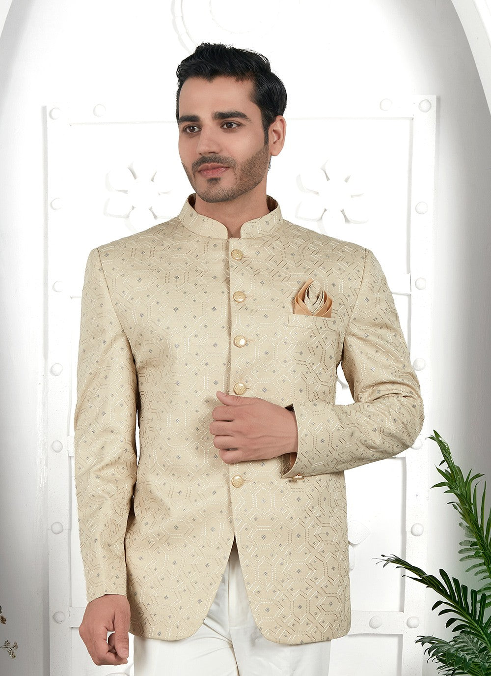 Fancy Work Art Silk Green Jacket Style - M6644