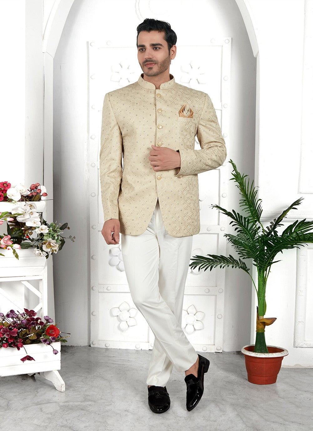 Fancy Work Art Silk Green Jacket Style - M6644