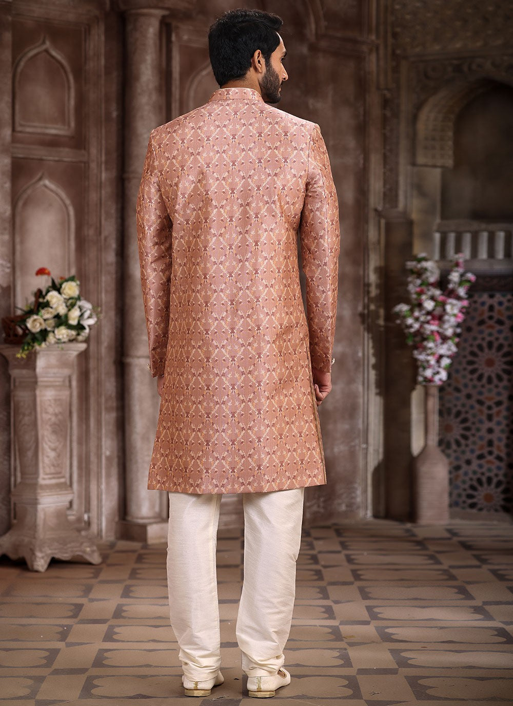 Printed Art Silk Mauve Indo Western - M5298