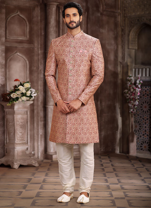 Printed Art Silk Pink Indo Western - M5295