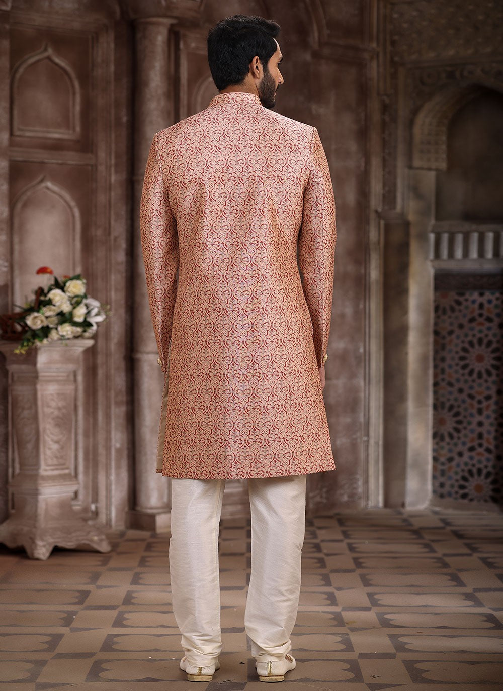 Printed Art Silk Pink Indo Western - M5295