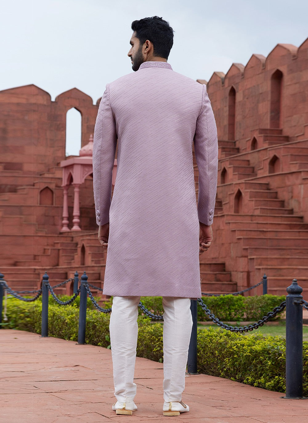 Embroidered Art Silk Lavender Indo Western Sherwani - M6151