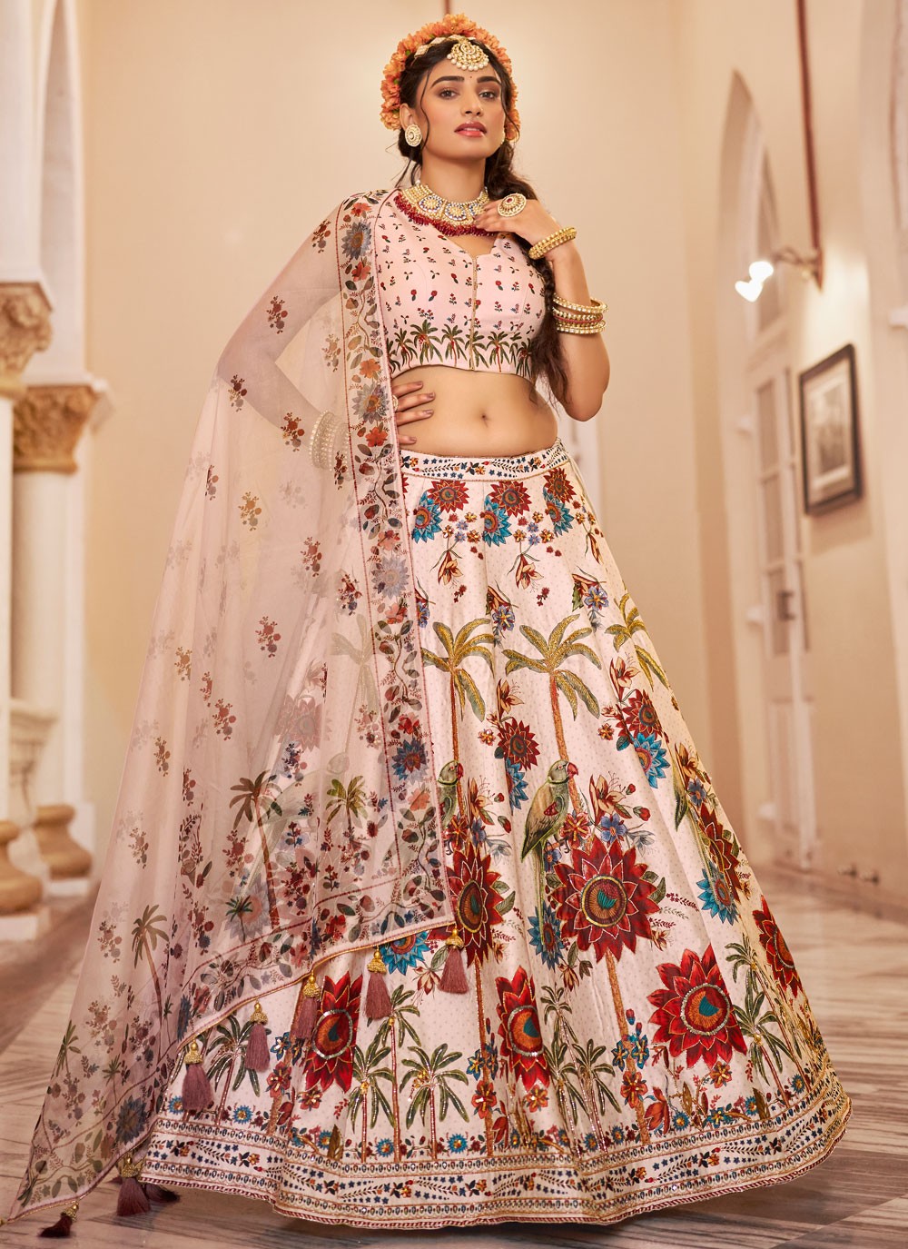 Art Silk Festival, Mehandi & Sangeet, Reception A - Line Lehenga L3662