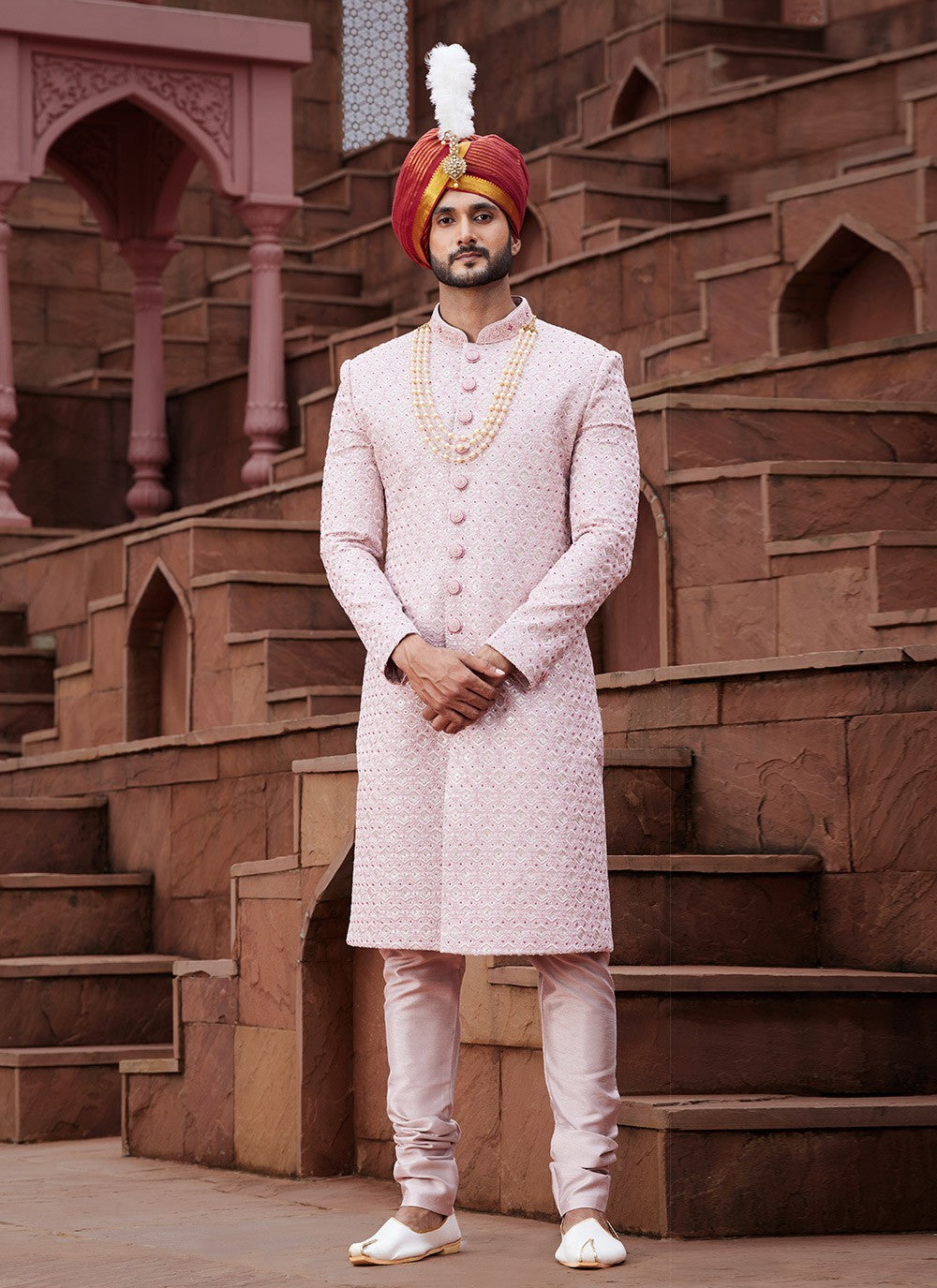 Embroidered Art Silk Pink Sherwani - M6506