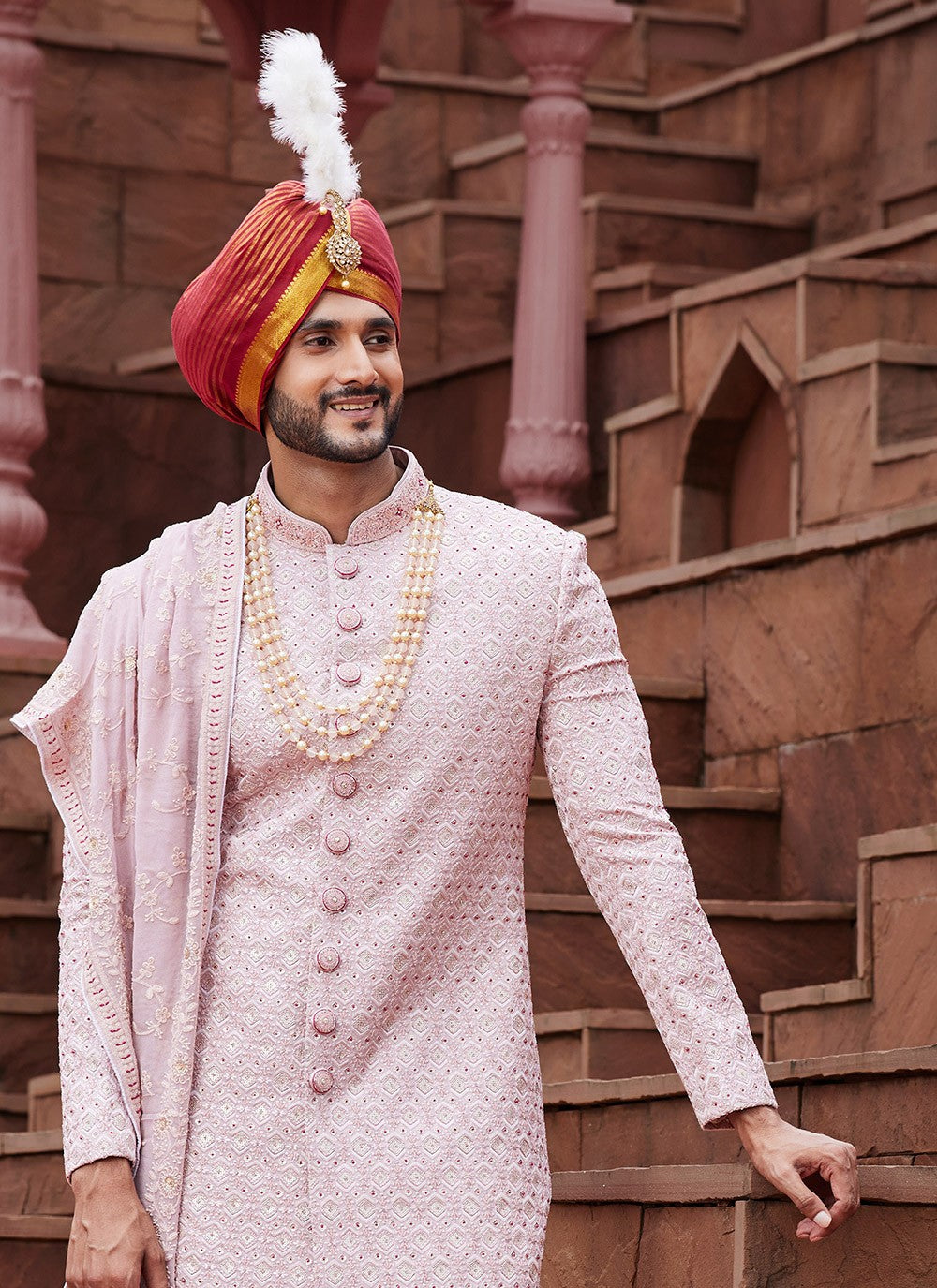 Embroidered Art Silk Pink Sherwani - M6506