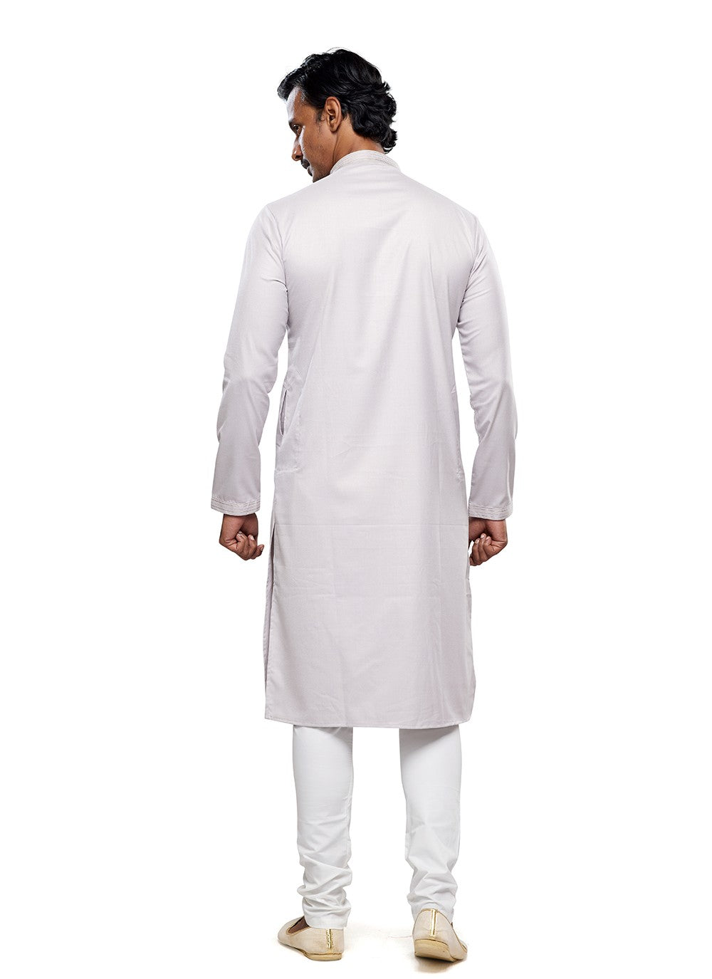 Plain Art Silk Grey Kurta Pyjama - M6751
