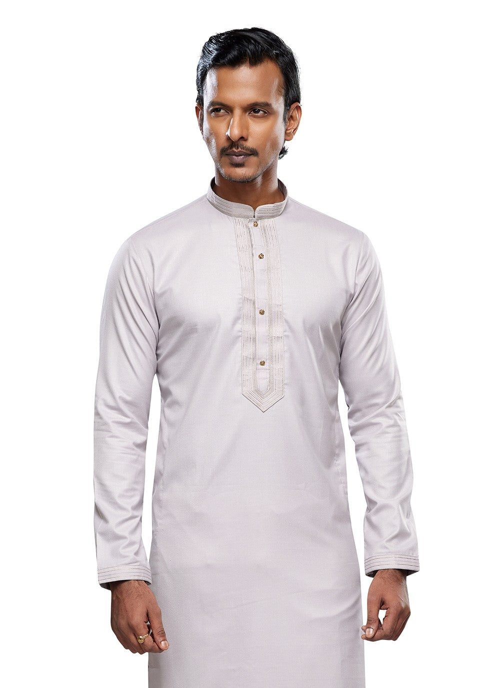 Plain Art Silk Grey Kurta Pyjama - M6751