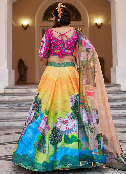 Art Silk Festival, Mehandi & Sangeet, Reception A - Line Lehenga L3659