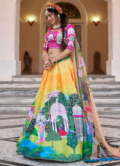 Art Silk Festival, Mehandi & Sangeet, Reception A - Line Lehenga L3659