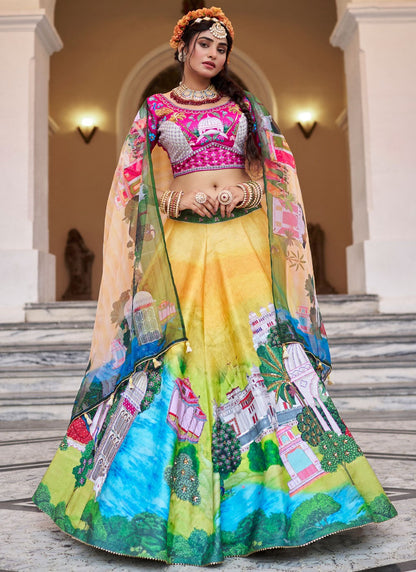 Art Silk Festival, Mehandi & Sangeet, Reception A - Line Lehenga L3659