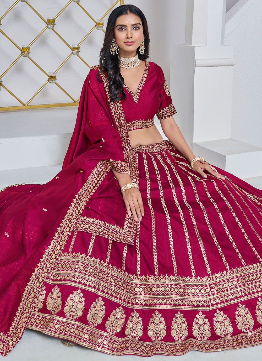 Embroidered Art Silk A - Line Lehenga - L2715
