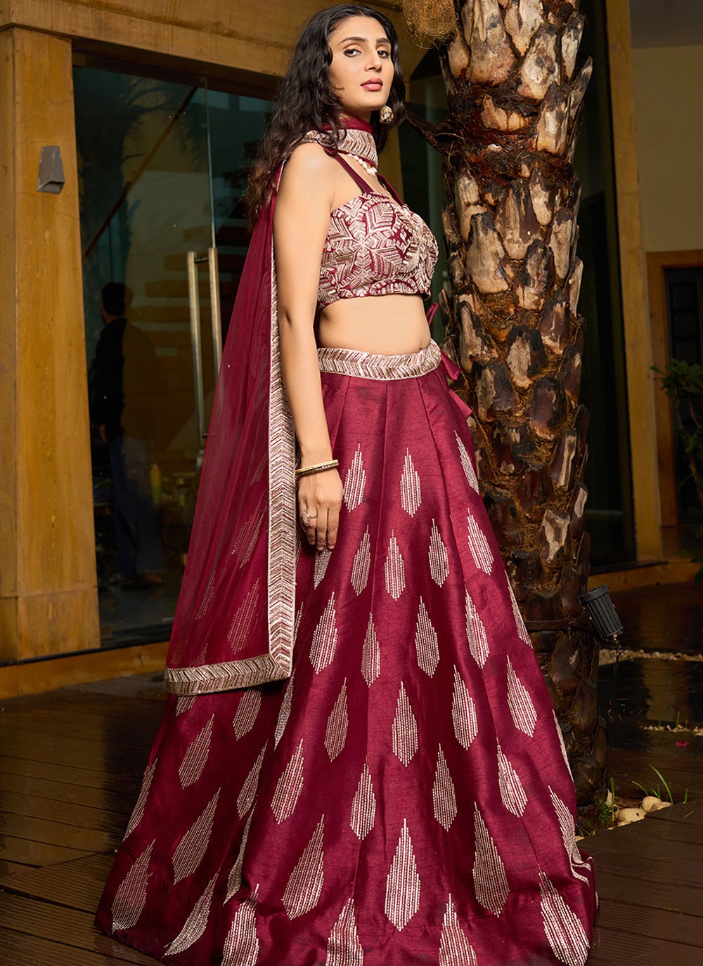 Embroidered Art Silk A - Line Lehenga - L2951