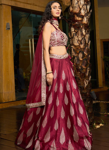 Embroidered Art Silk A - Line Lehenga - L2951