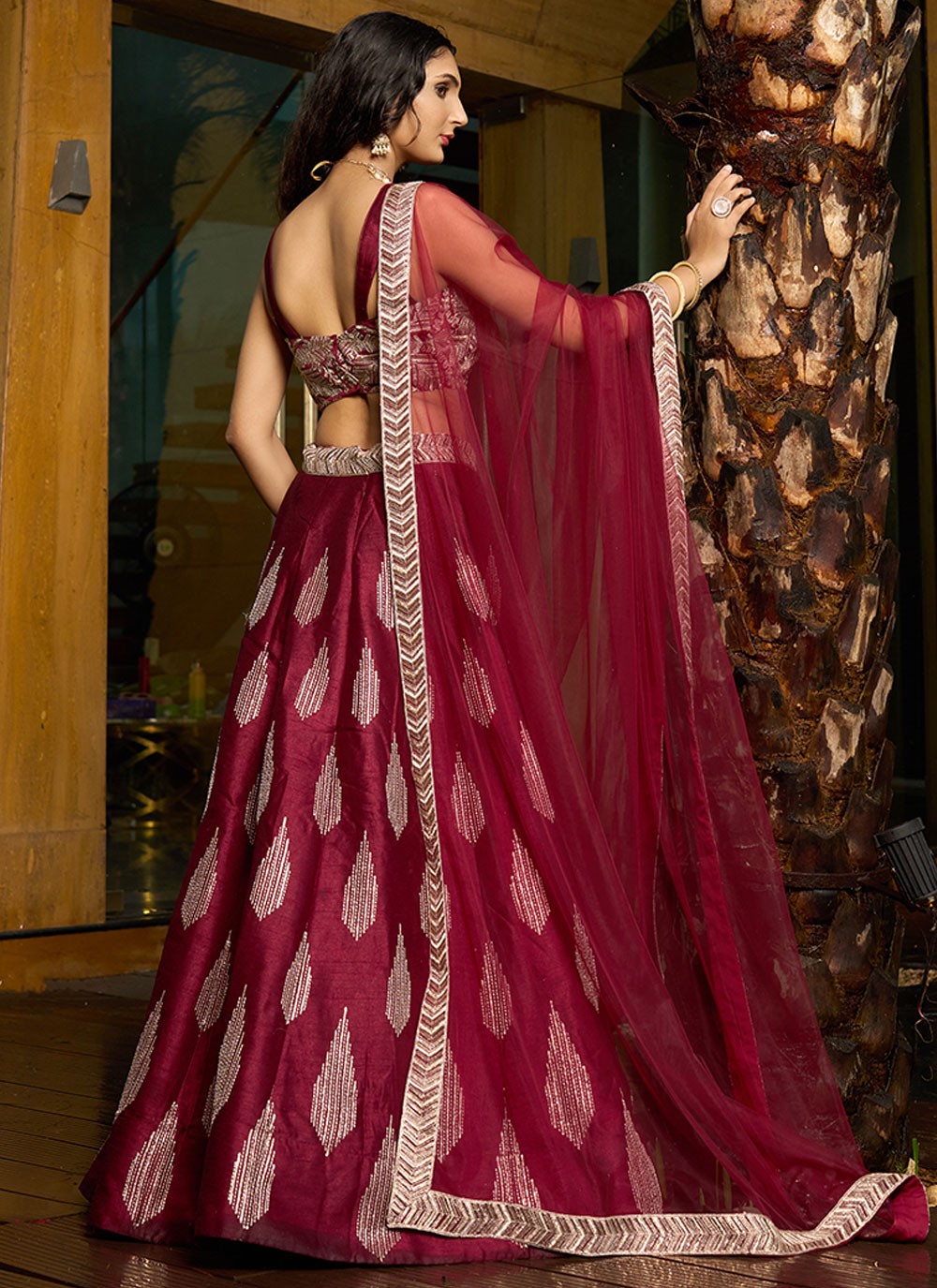 Embroidered Art Silk A - Line Lehenga - L2951