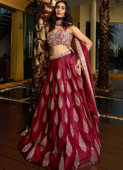 Embroidered Art Silk A - Line Lehenga - L2951