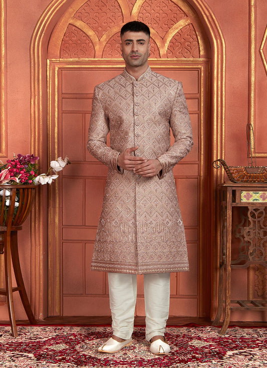 Embroidered Art Silk Pink Sherwani - M8268