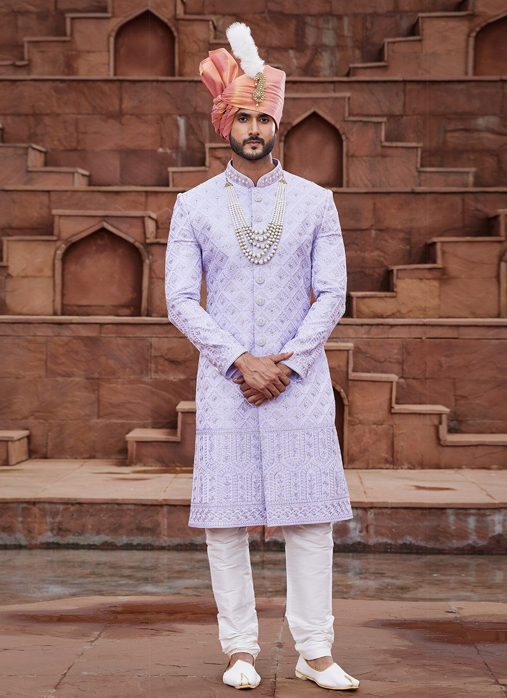 Embroidered Art Silk Purple Sherwani - M6516