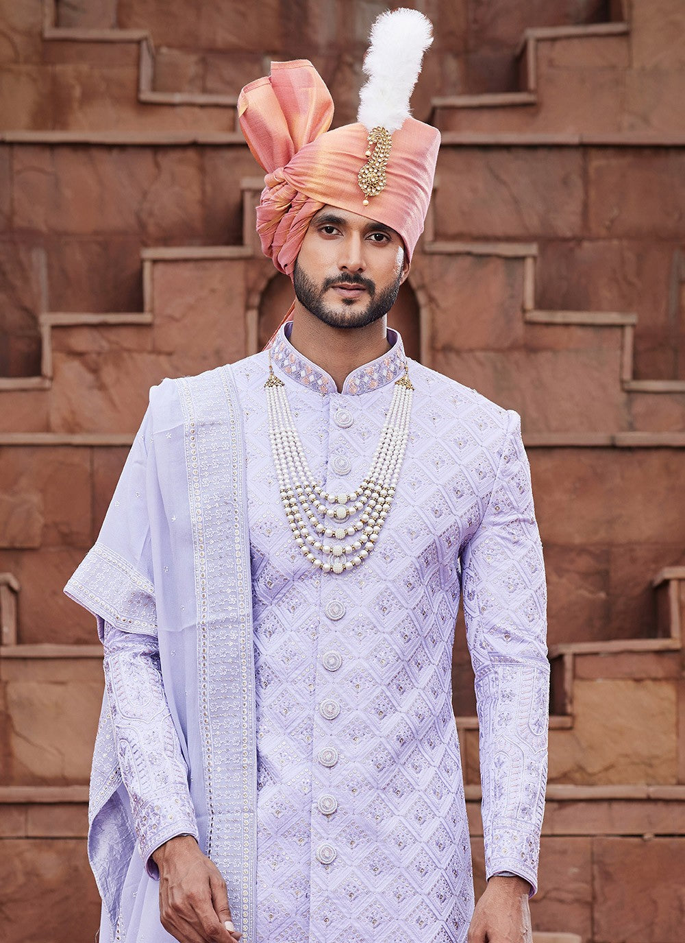 Embroidered Art Silk Purple Sherwani - M6516