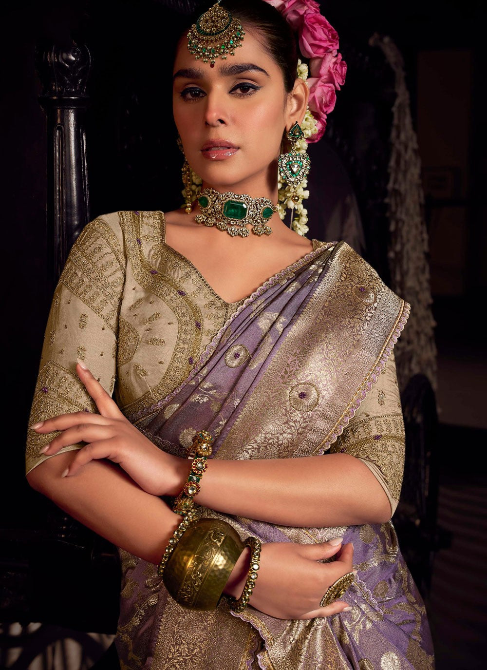 Banarasi Jari Silk Lavender Classic Saree S15505