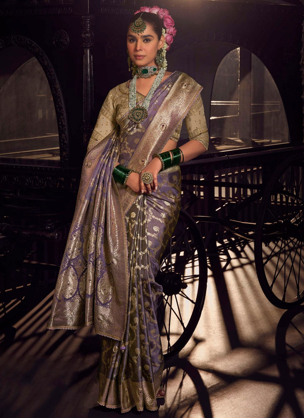 Banarasi Jari Silk Lavender Classic Saree S15505