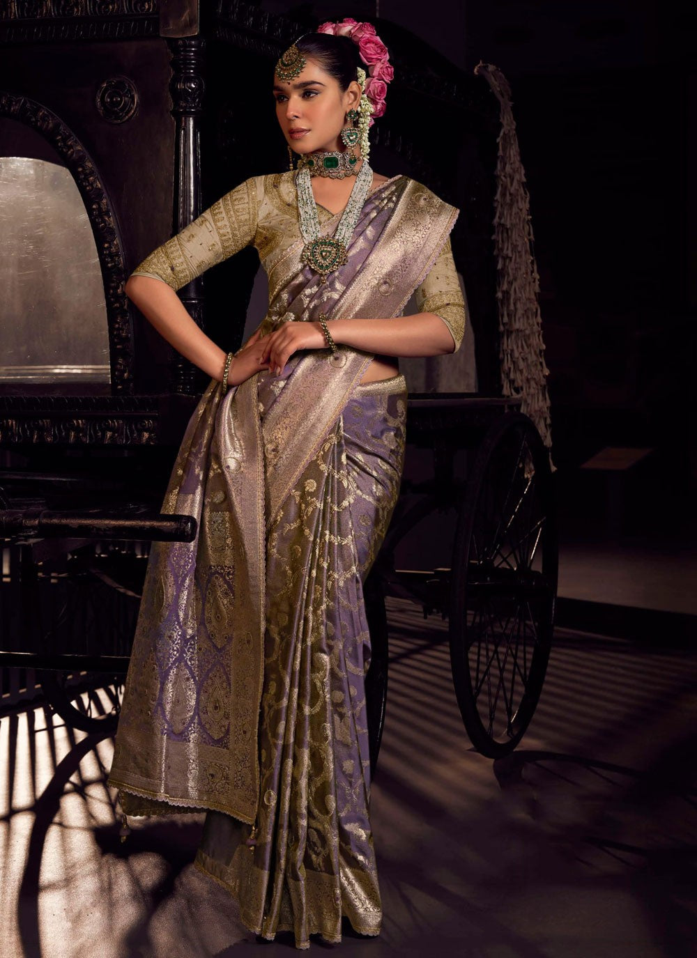 Banarasi Jari Silk Lavender Classic Saree S15505