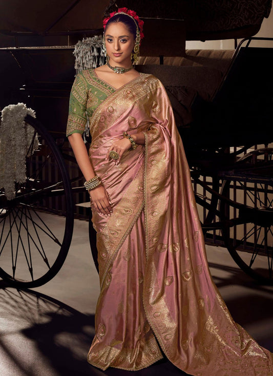 Banarasi Jari Silk Pink Designer Saree S15508