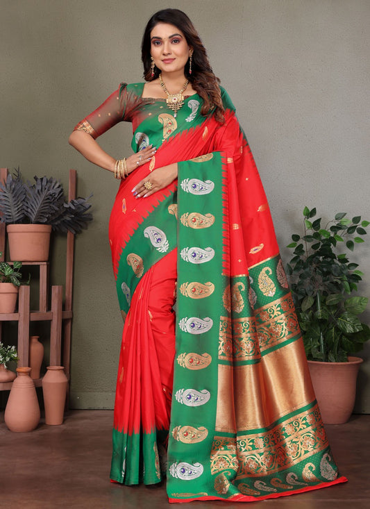 Pink Banarasi Silk Classic Saree Weaving Zari S17610