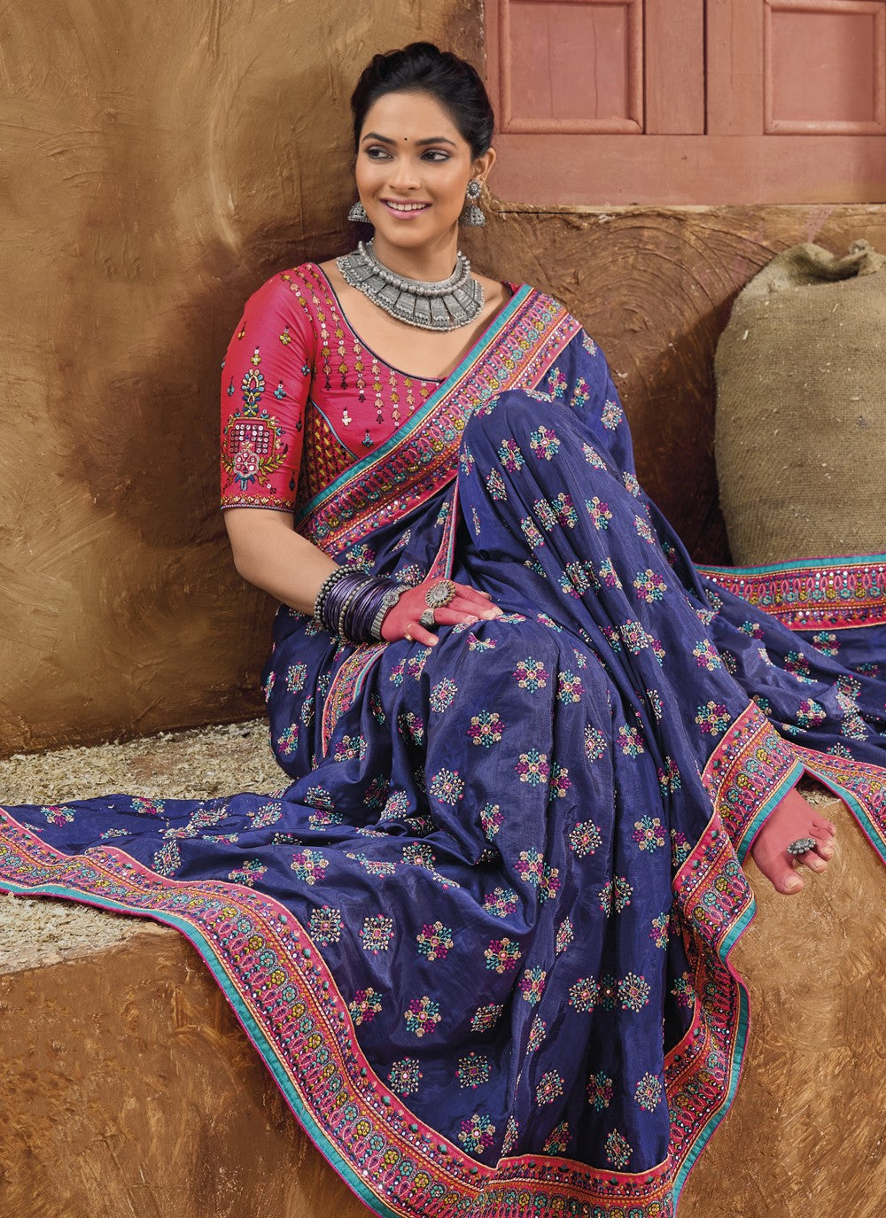 Classic Diamond Banarasi Silk Saree - S3758