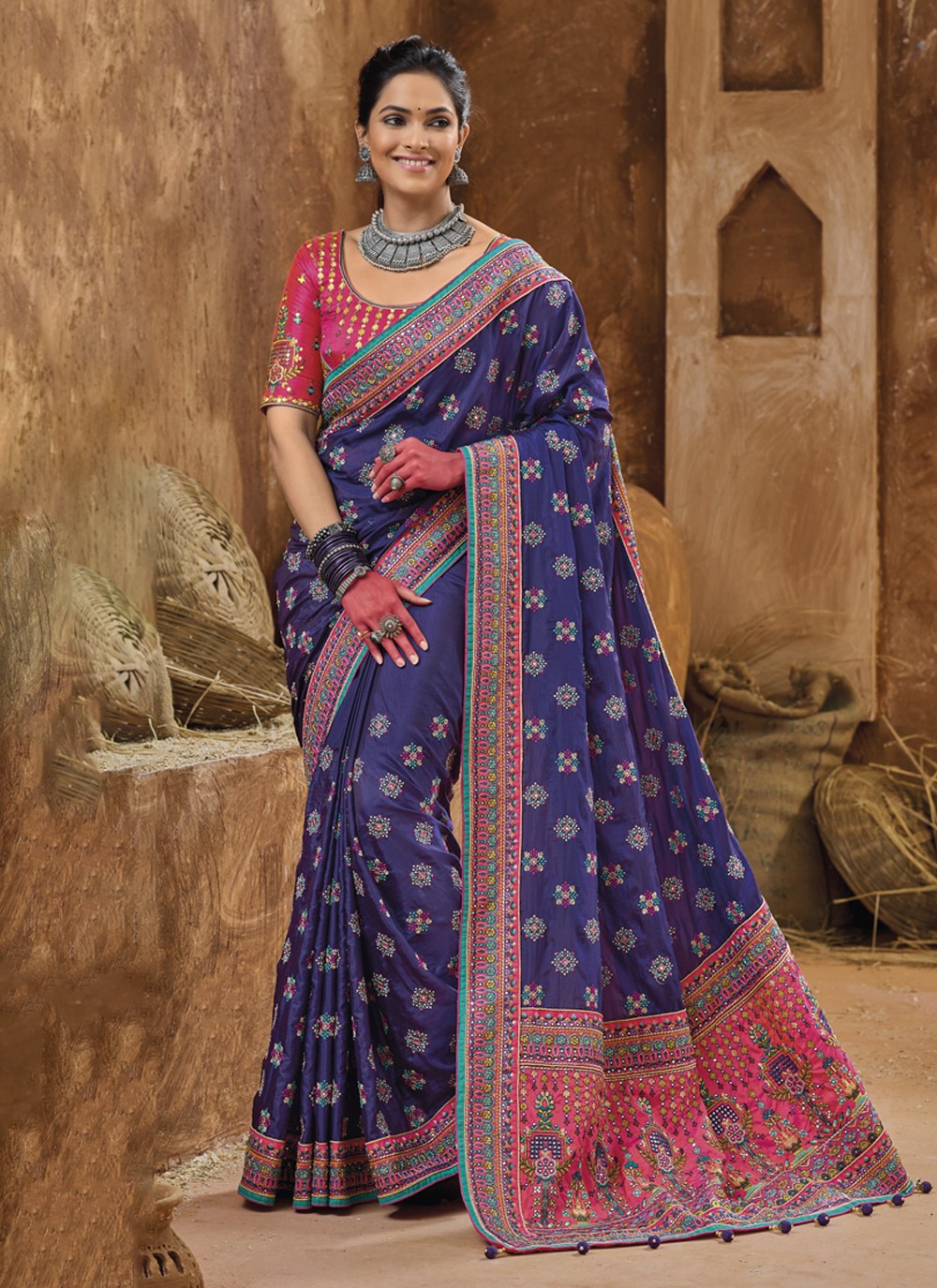 Classic Diamond Banarasi Silk Saree - S3758