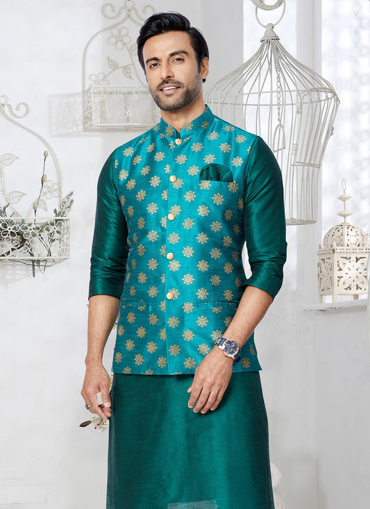 Fancy Work Banarasi Silk Rama Nehru Jackets - M7502