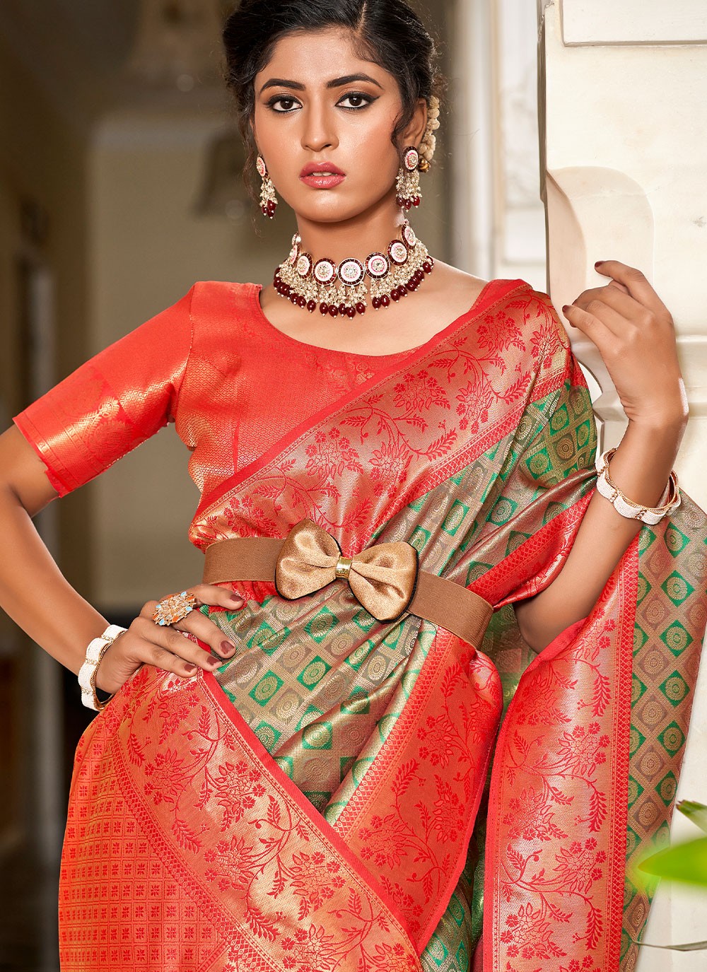 Contemporary Jacquard Work Banarasi Silk Saree - S2563