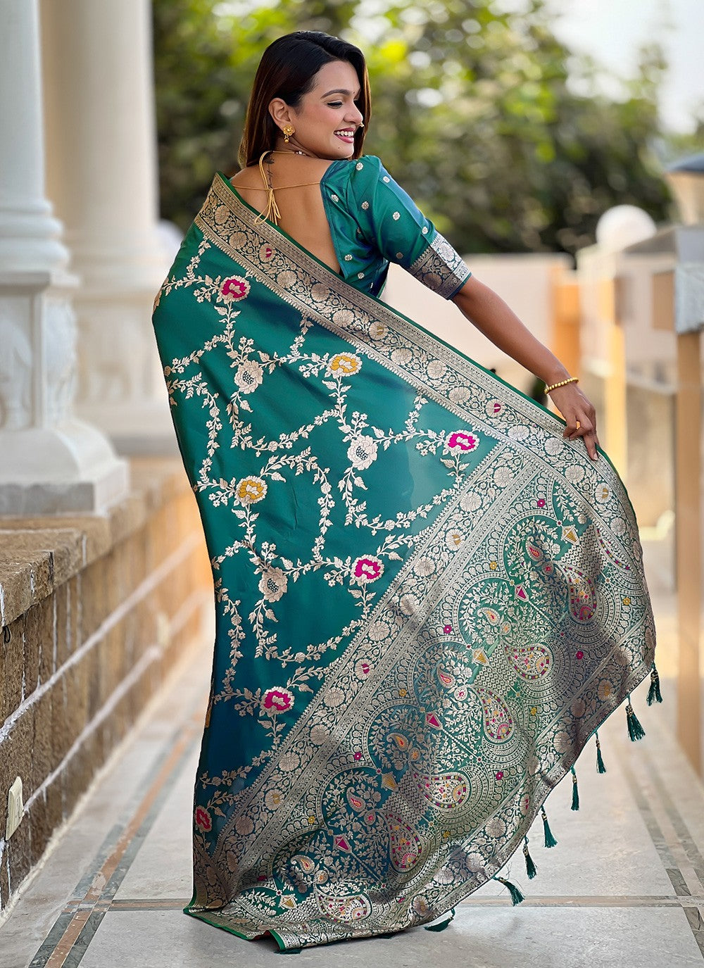 Rama Banarasi Silk Contemporary Saree Meenakari S16330