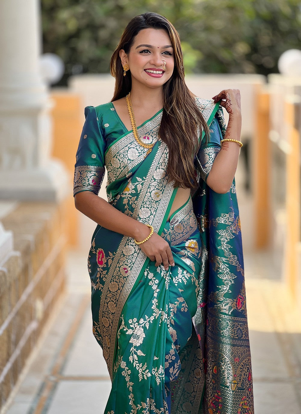 Rama Banarasi Silk Contemporary Saree Meenakari S16330