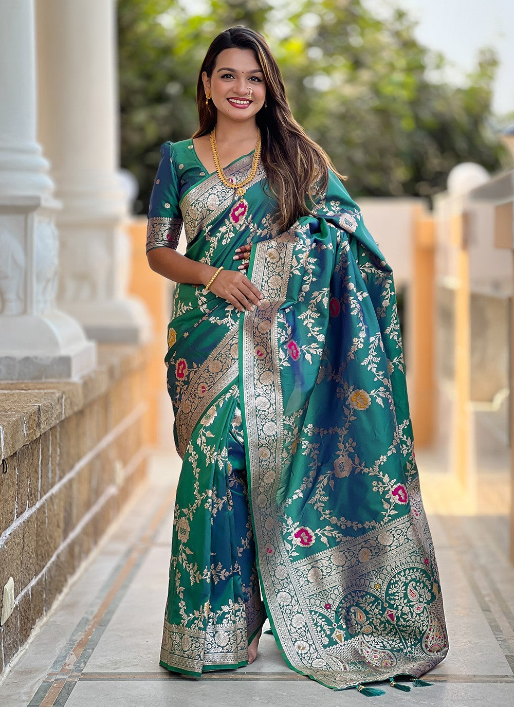 Rama Banarasi Silk Contemporary Saree Meenakari S16330