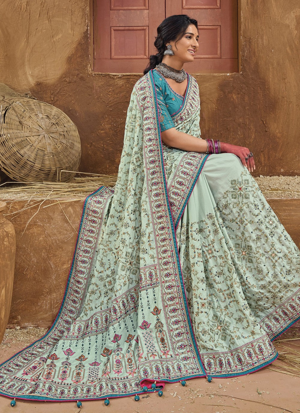 Classic Diamond Banarasi Silk Saree - S3758