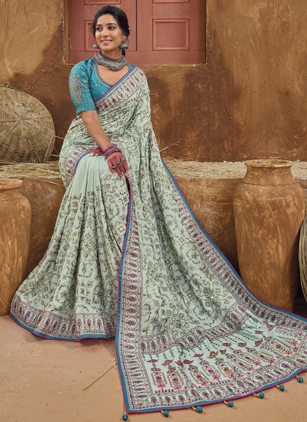 Classic Diamond Banarasi Silk Saree - S3758