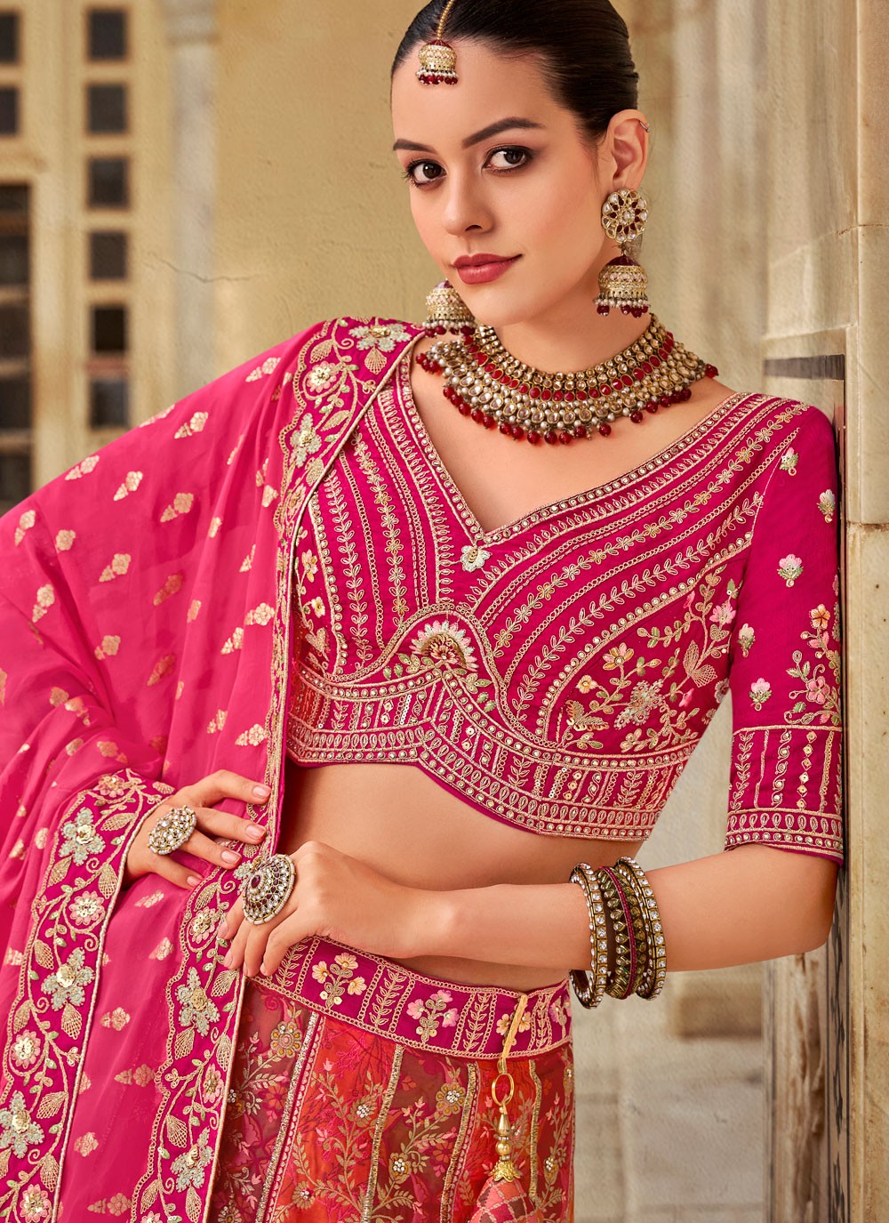 Cord Banarasi Silk A - Line Lehenga - L2683