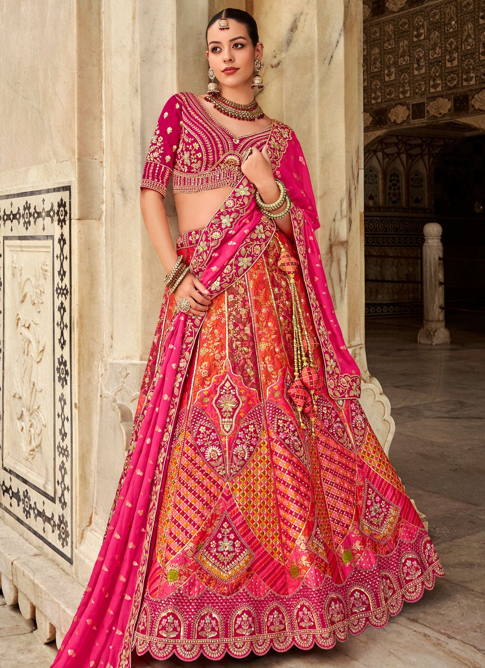 Cord Banarasi Silk A - Line Lehenga - L2683