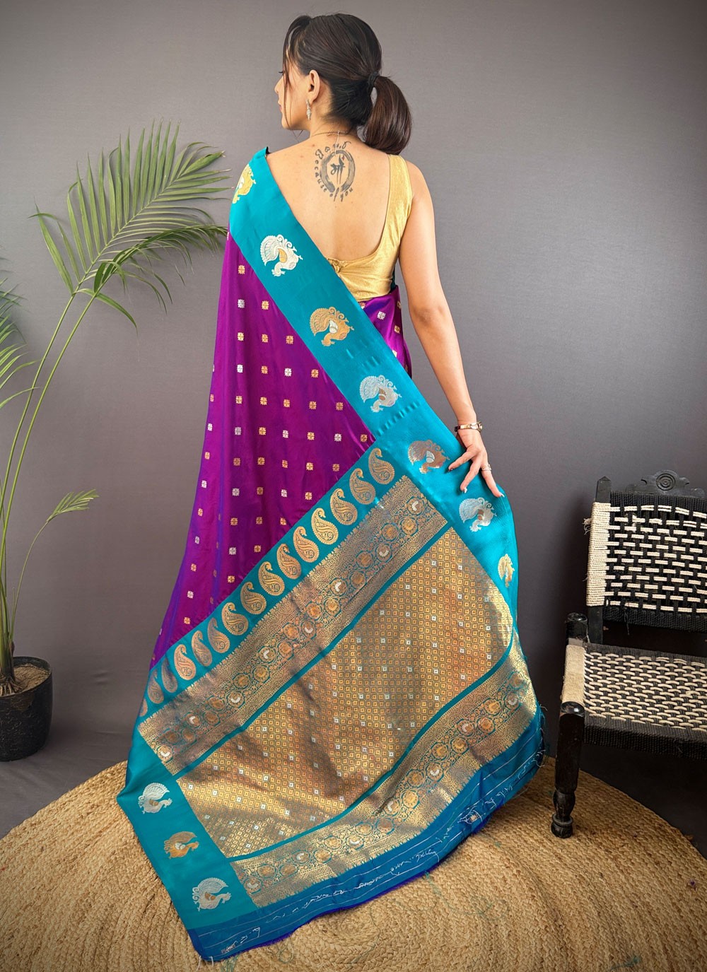Purple Banarasi Silk Classic Saree Weaving Zari S17669