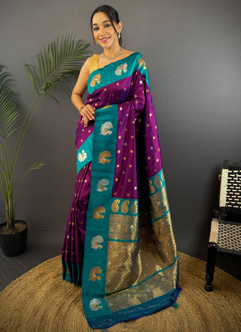 Purple Banarasi Silk Classic Saree Weaving Zari S17669