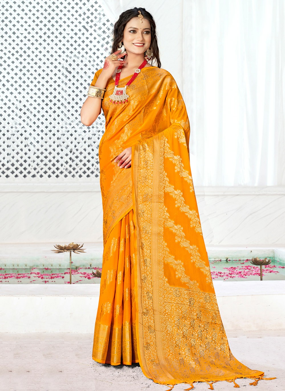 Traditional Weaving Zari Banarasi Silk Saree - S3469